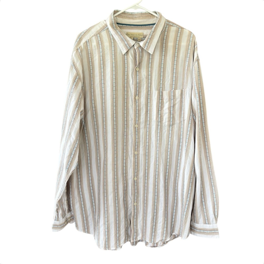 The Territory‎ Ahead Men Shirt XXL Southwestern Aztec Stripe Button-Up Cotton